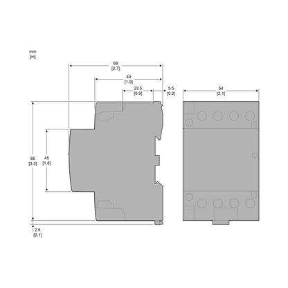 Schneider Standardschütz Typ GC, 4S, 63A, Spule 220-240V AC - GC6340M5 – Maßzeichnung