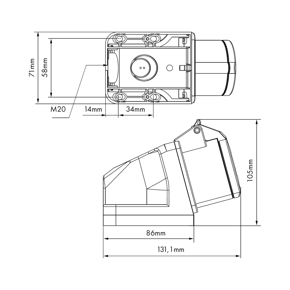 Schrack YY764516-- Maßzeichnung