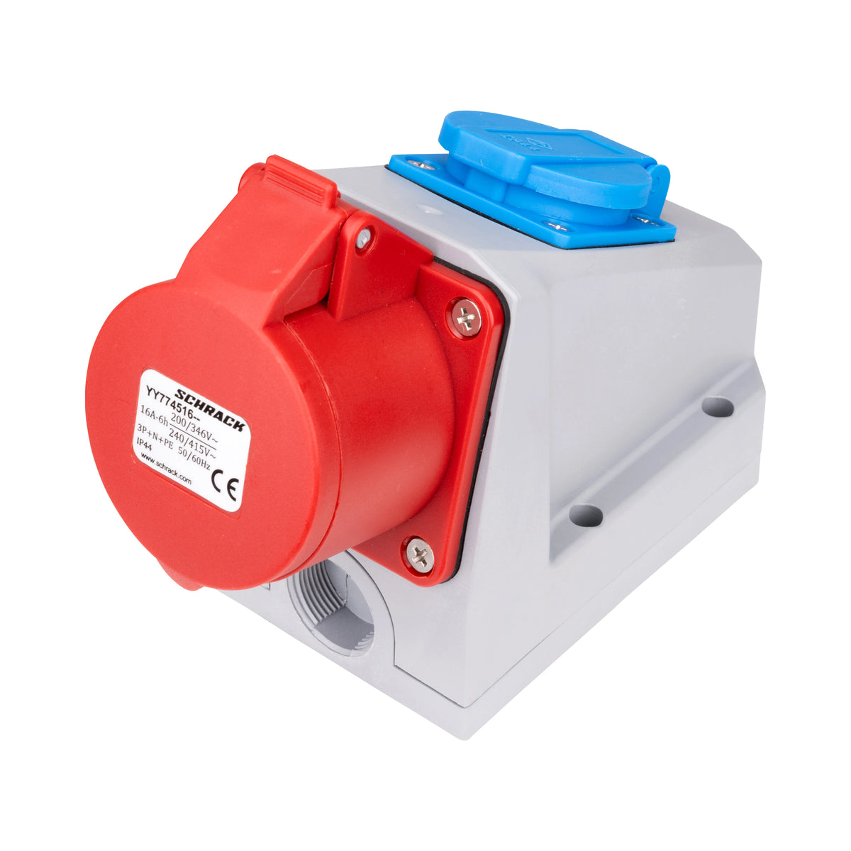 Schrack CEE-Wandsteckdosenkombination 16A, IP44, verdrahtet - YY774516--