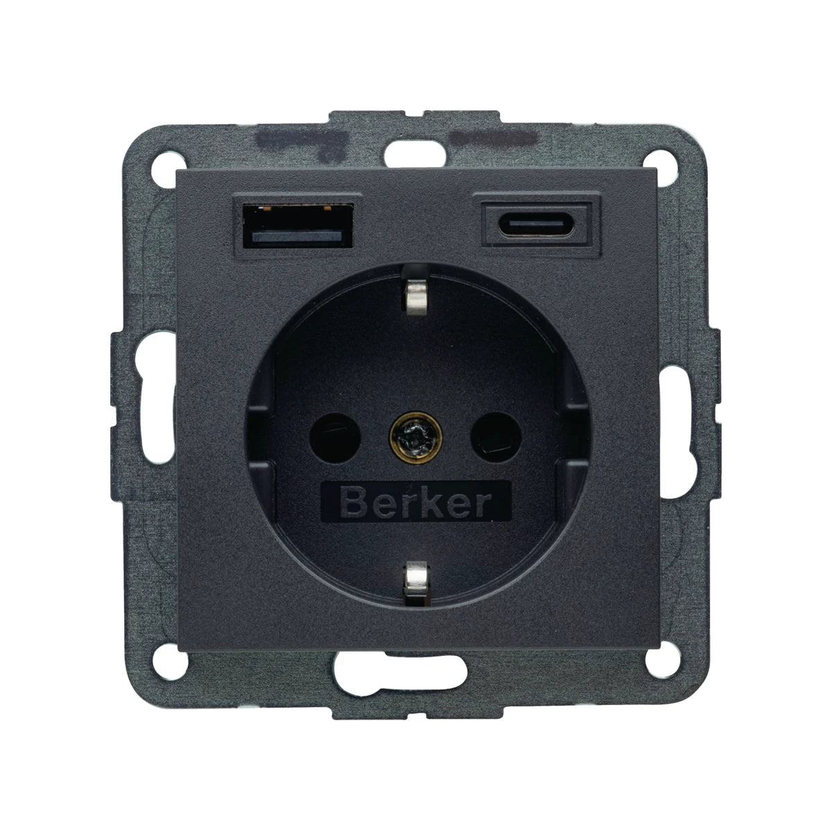 Berker S.1/B.x Schuko Steckdose, 1x USB A, 1x USB C, 20W PD, erh. Berührungsschutz, anthrazit matt - 48141606