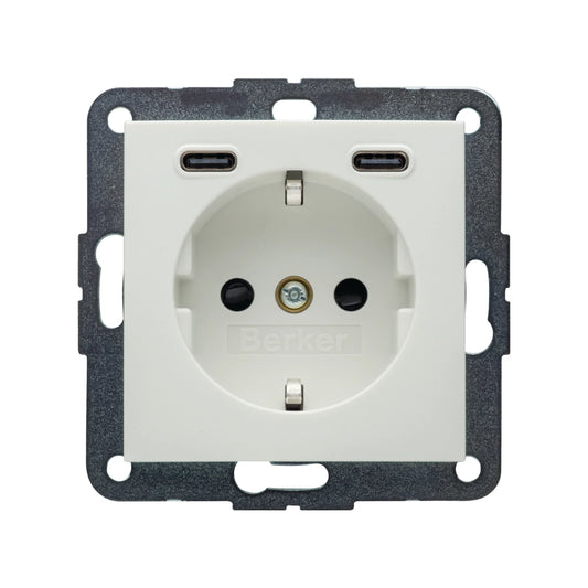 Berker S.1/B.x Schuko Steckdose, 2x USB C, 20W PD, polarweiß matt - 48151909