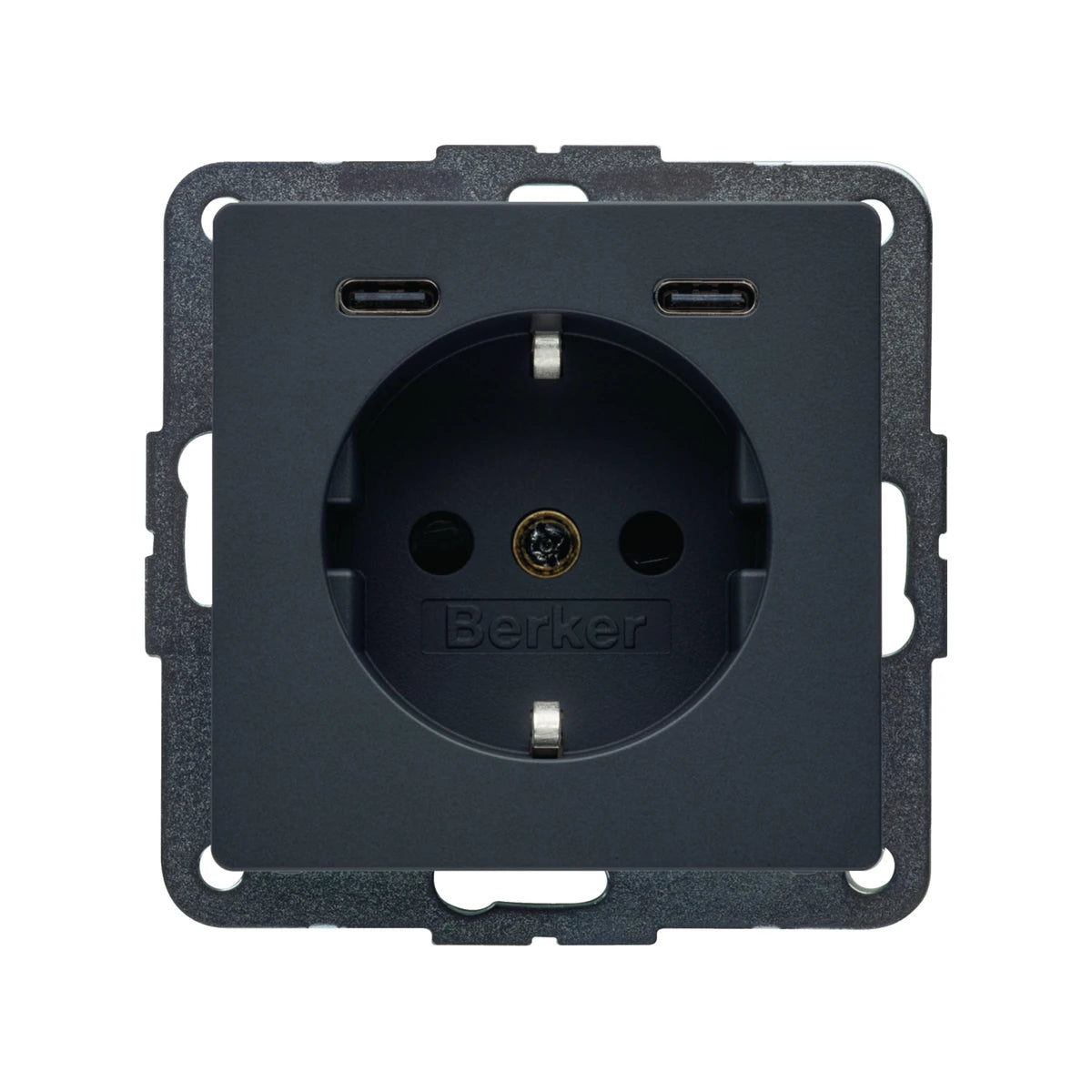 Berker Q.1/Q.3/Q.7 Schuko Steckdose, 2x USB C, 20W PD, anthrazit samt - 48156086