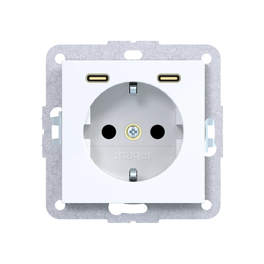 Hager Steckdose SCHUKO mit USB Typ C 2fach PD 20W A.x/C.x lichtweiß glänzend - WAS4055WG