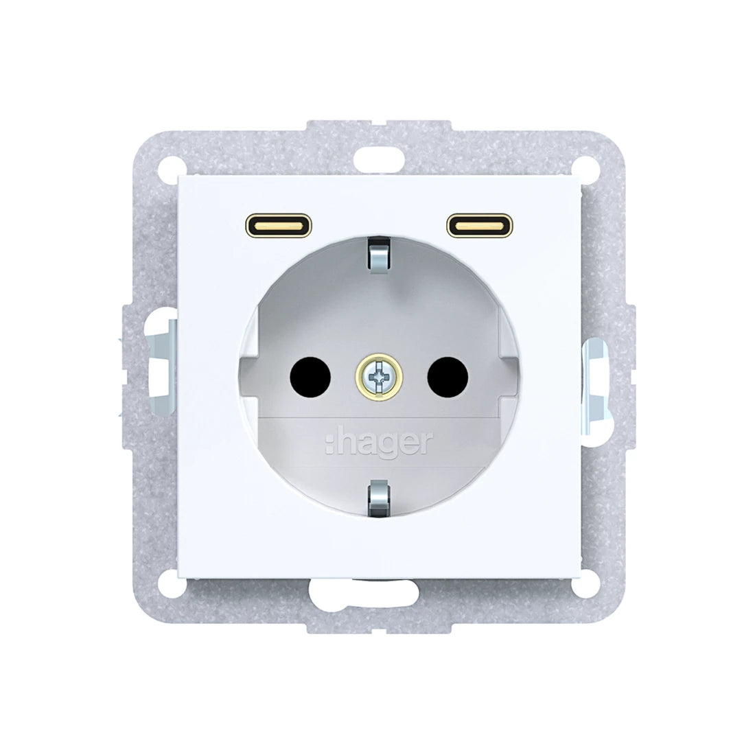 Hager Steckdose SCHUKO mit USB Typ C 2fach PD 20W A.x/C.x lichtweiß glänzend - WAS4055WG