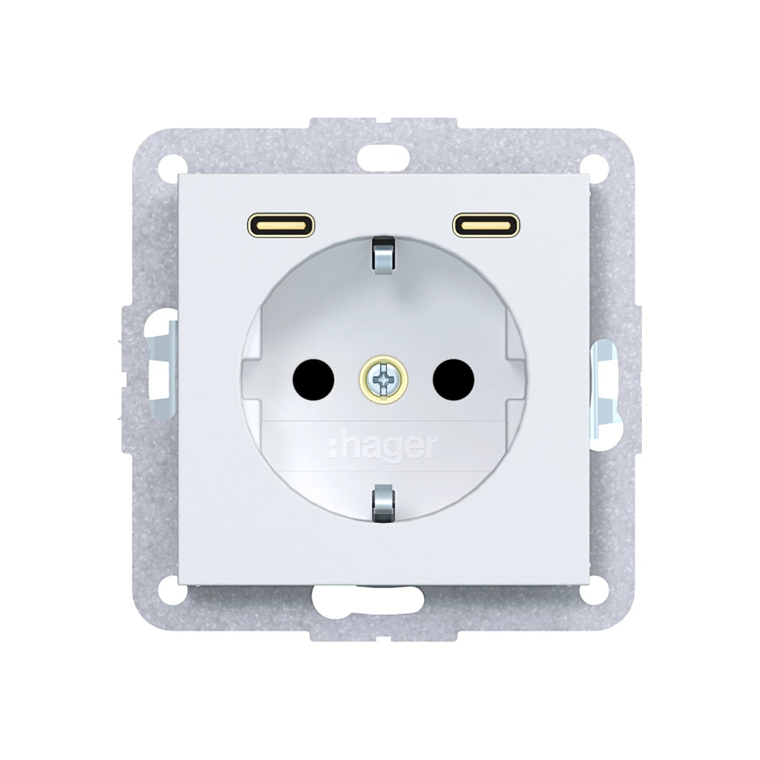 Hager Steckdose SCHUKO mit USB Typ C 2fach PD 20W A.x/C.x lichtweiß matt - WAS4055WM