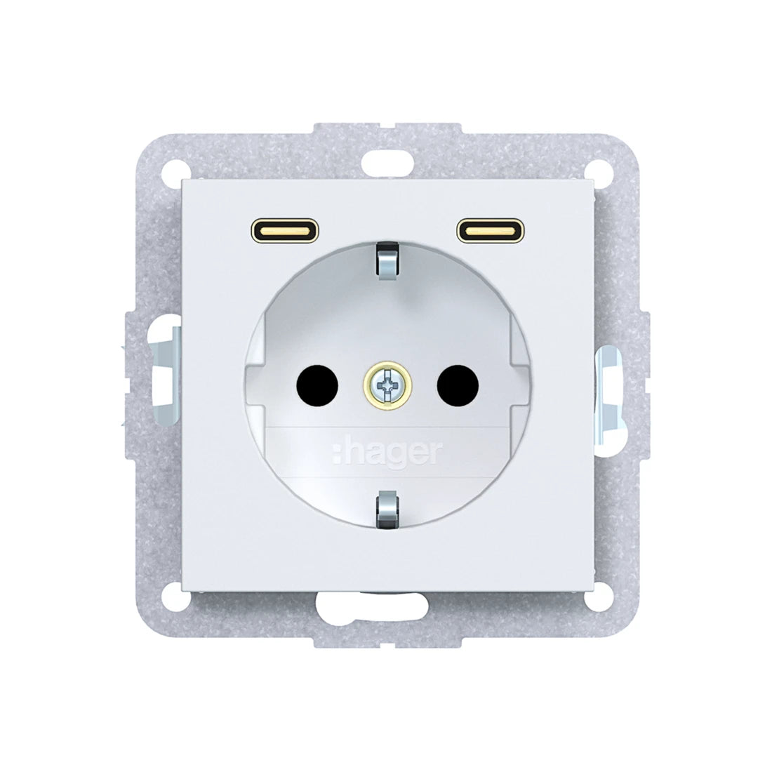 Hager Steckdose SCHUKO mit USB Typ C 2fach PD 20W A.x/C.x lichtweiß matt - WAS4055WM