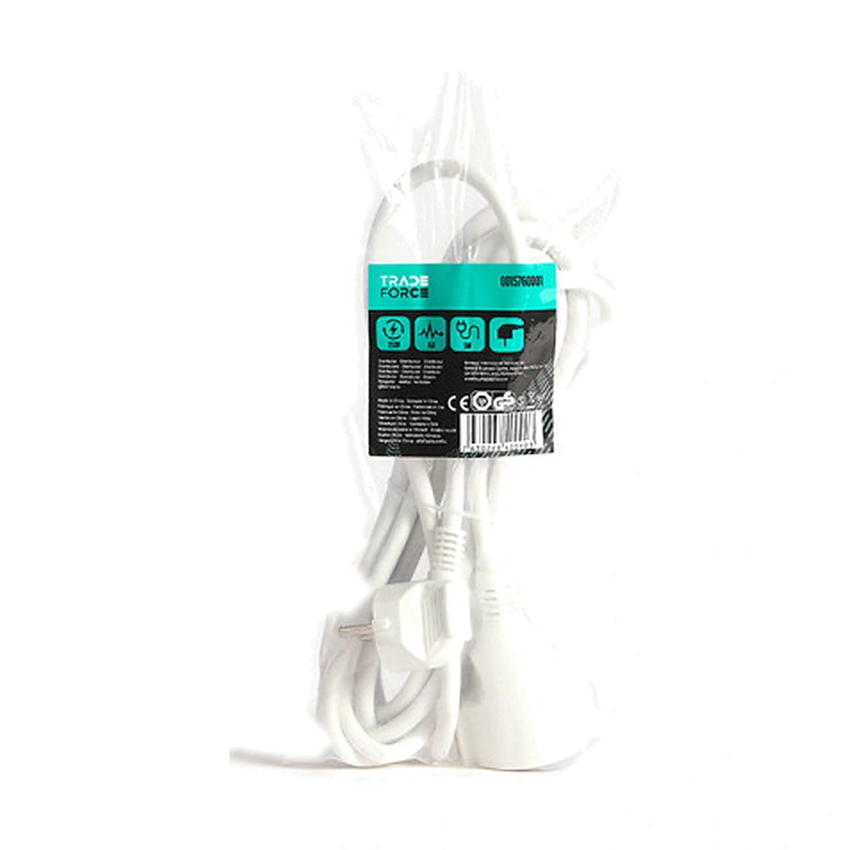 Tradeforce Verlängerungskabel 3x1,5mm² 5m, weiß