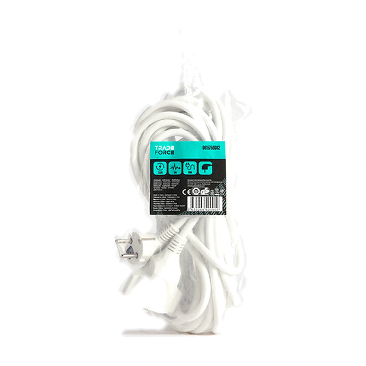 Tradeforce Verlängerungskabel 3x1,5mm² 10m, weiß