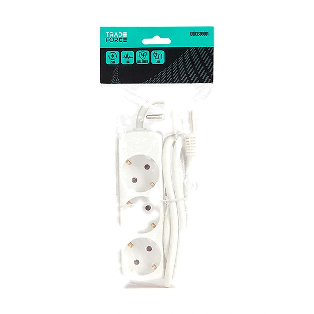 Tradeforce Steckdosenleiste 3-fach, 1,4m, weiß