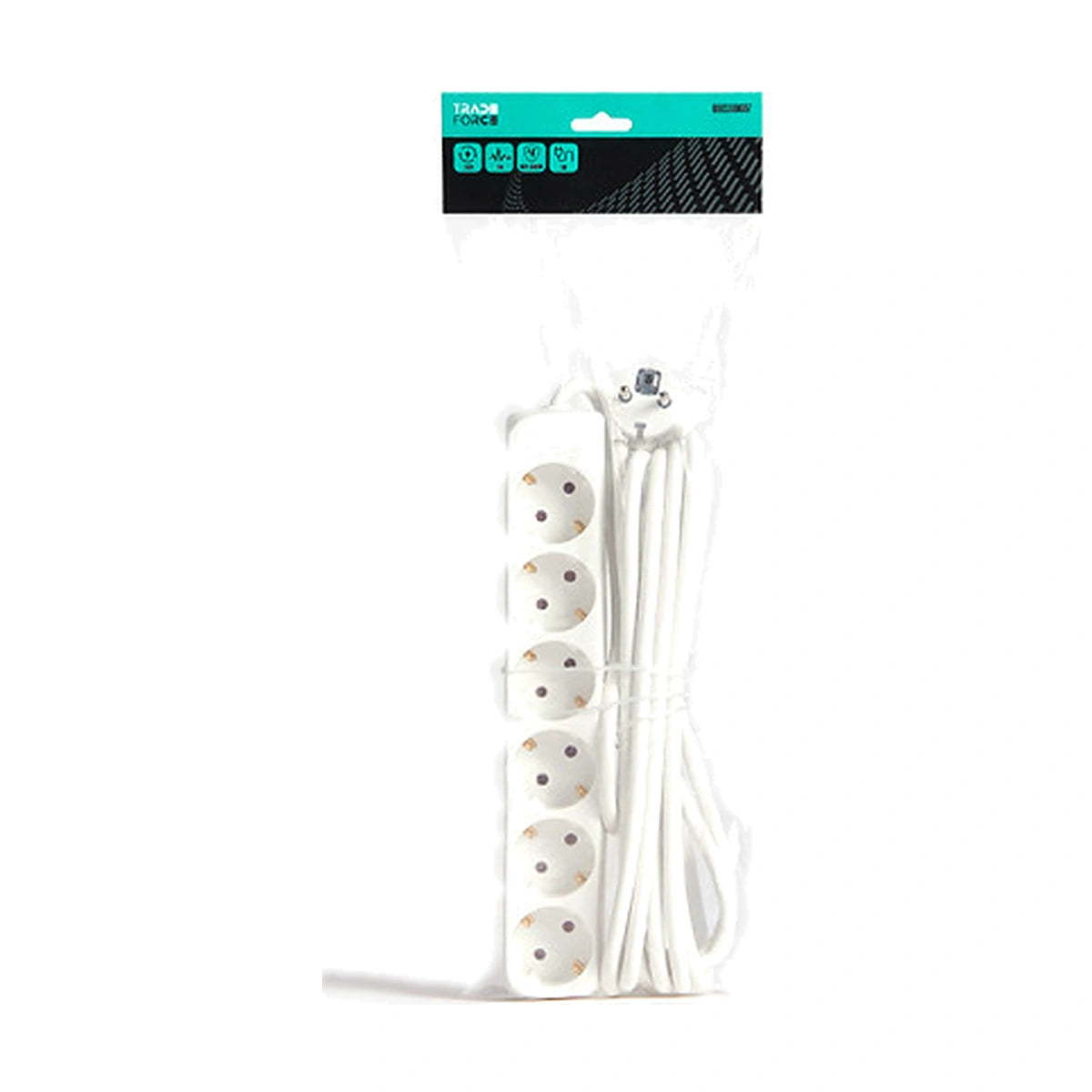 Tradeforce Steckdosenleiste 6-fach, 5m, weiß