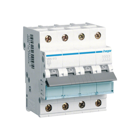 Hager Leitungsschutzschalter, Kennlinie B, 3+N, 13A - MBN613