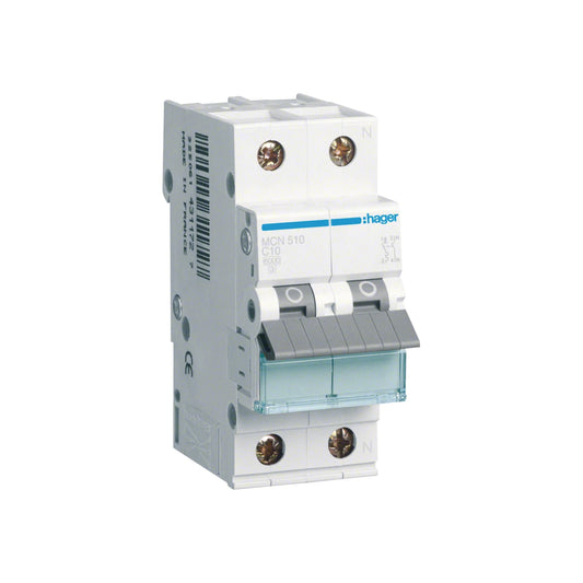 Hager Leitungsschutzschalter, Kennlinie C, 1+N, 10A - MCN510