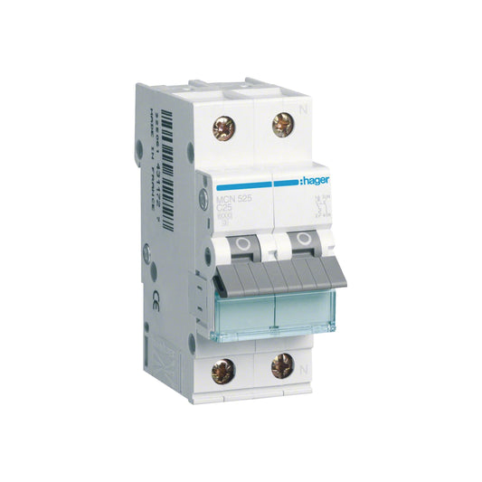 Hager Leitungsschutzschalter, Kennlinie C, 1+N, 25A - MCN525
