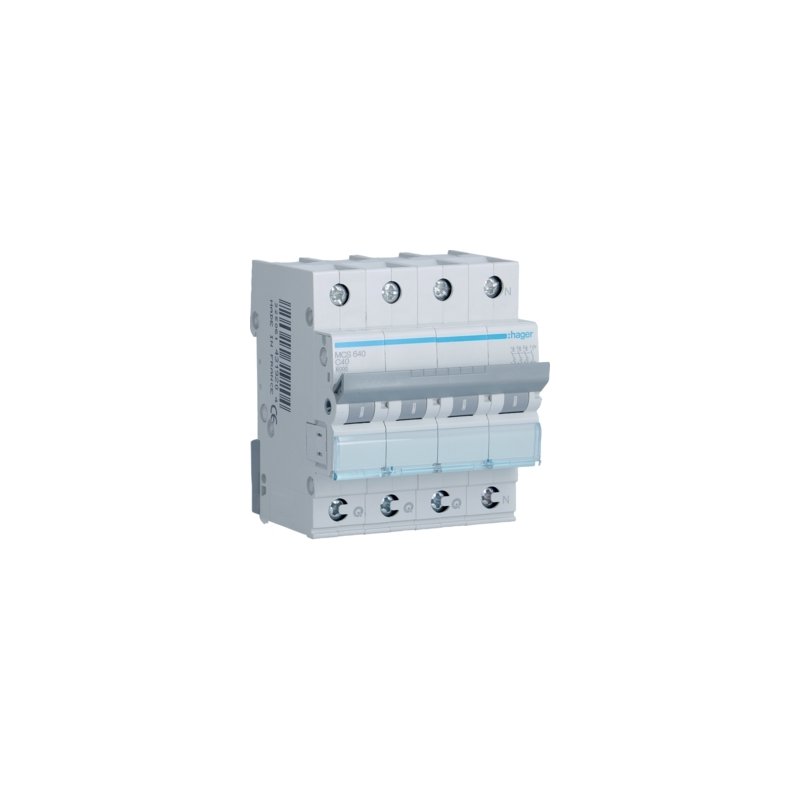 Hager Leitungsschutzschalter, Kennlinie C, 3+N, 40A, QC - MCS640