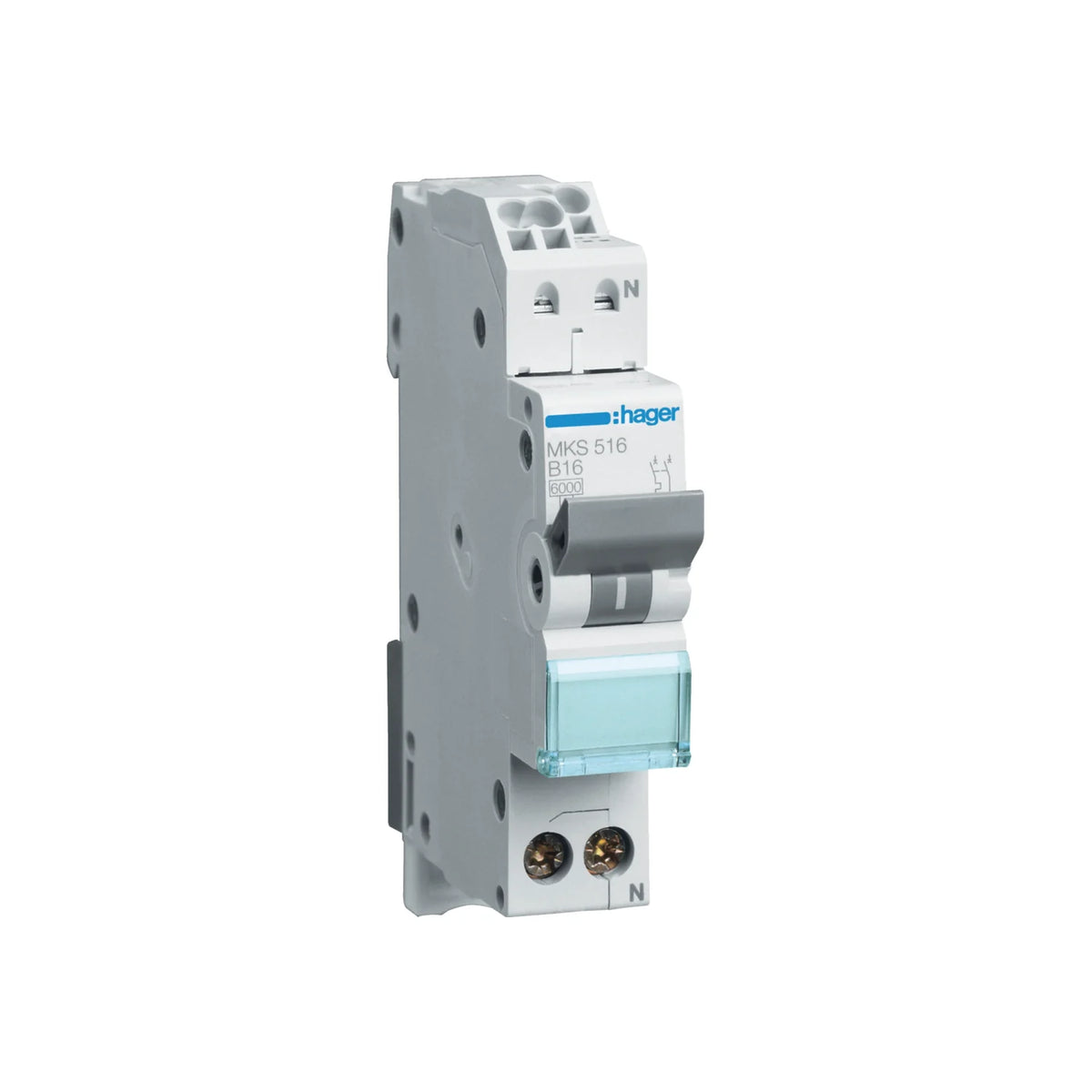Hager Leitungsschutzschalter, Kennlinie B, 1+N, 16A, 1TE, QC - MKS516