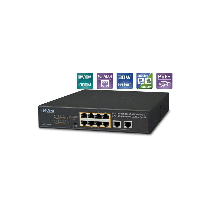 PLANET PoE Switch 8xPoE +2x Gigabit