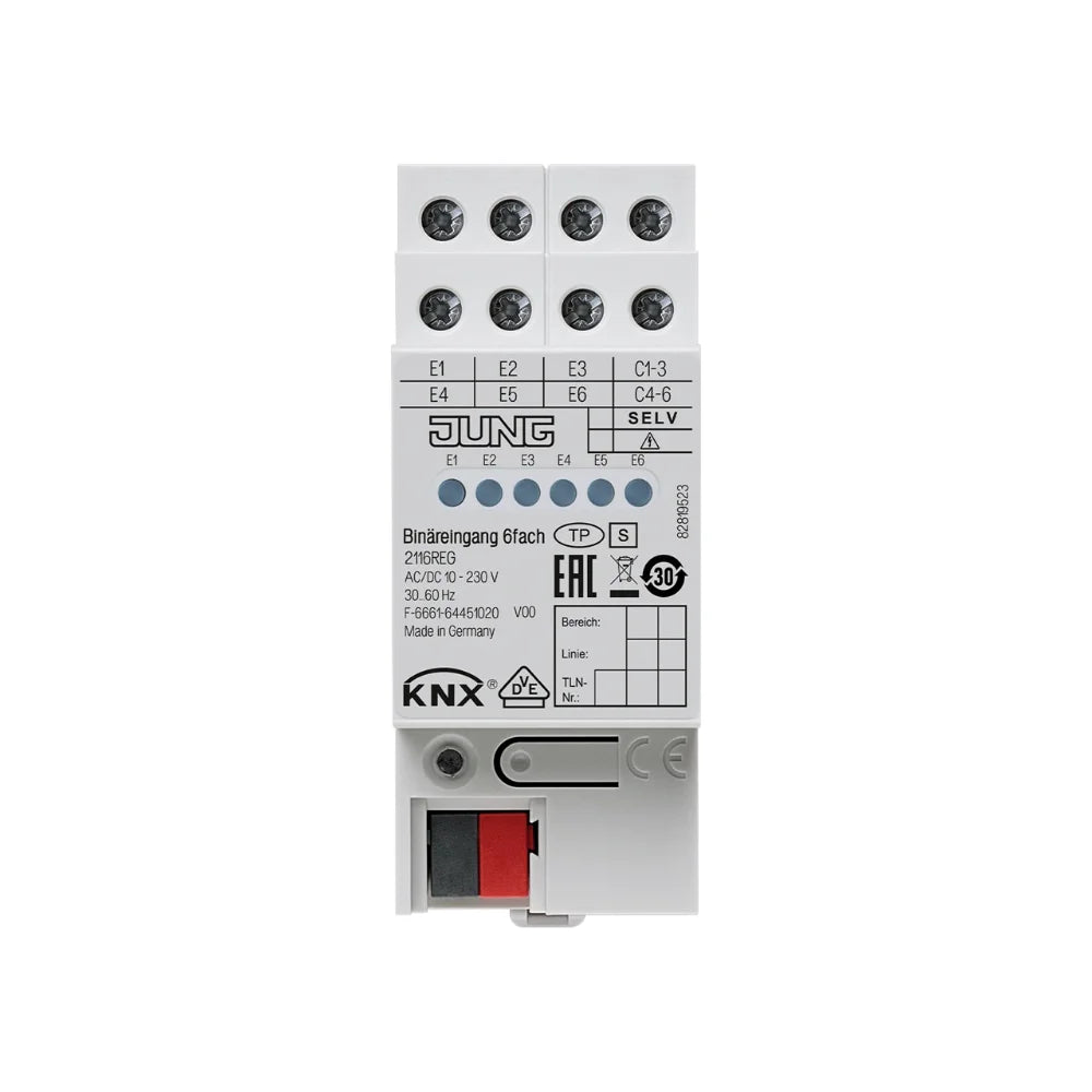 JUNG KNX Binäreingang 6-fach AC/DC 10-230 V REG 2TE - 2116REG