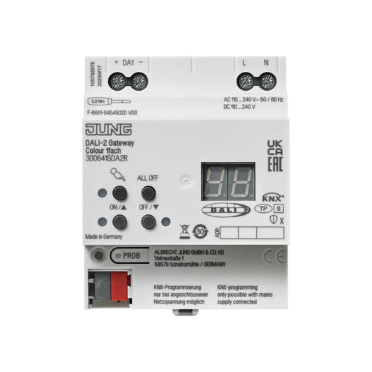JUNG KNX DALI-2 Gateway Colour 1-fach 64 Teilnehmer Secure REG 4TE - 300641SDA2R