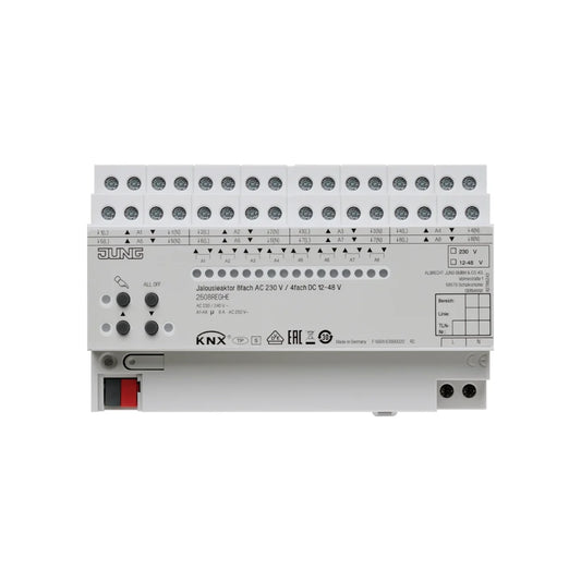 JUNG KNX Jalousieaktor 8-fach AC 110-230 V / 4-fach DC 12-48 V REG 8TE - 2508REGHE