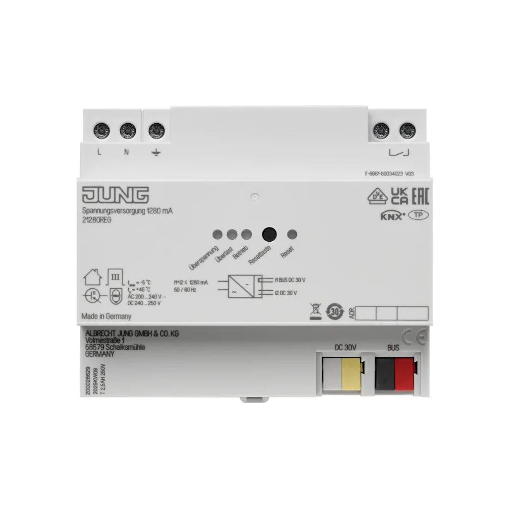 JUNG KNX Spannungsversorgung 1280 mA mit Drossel REG 6TE - 21280REG