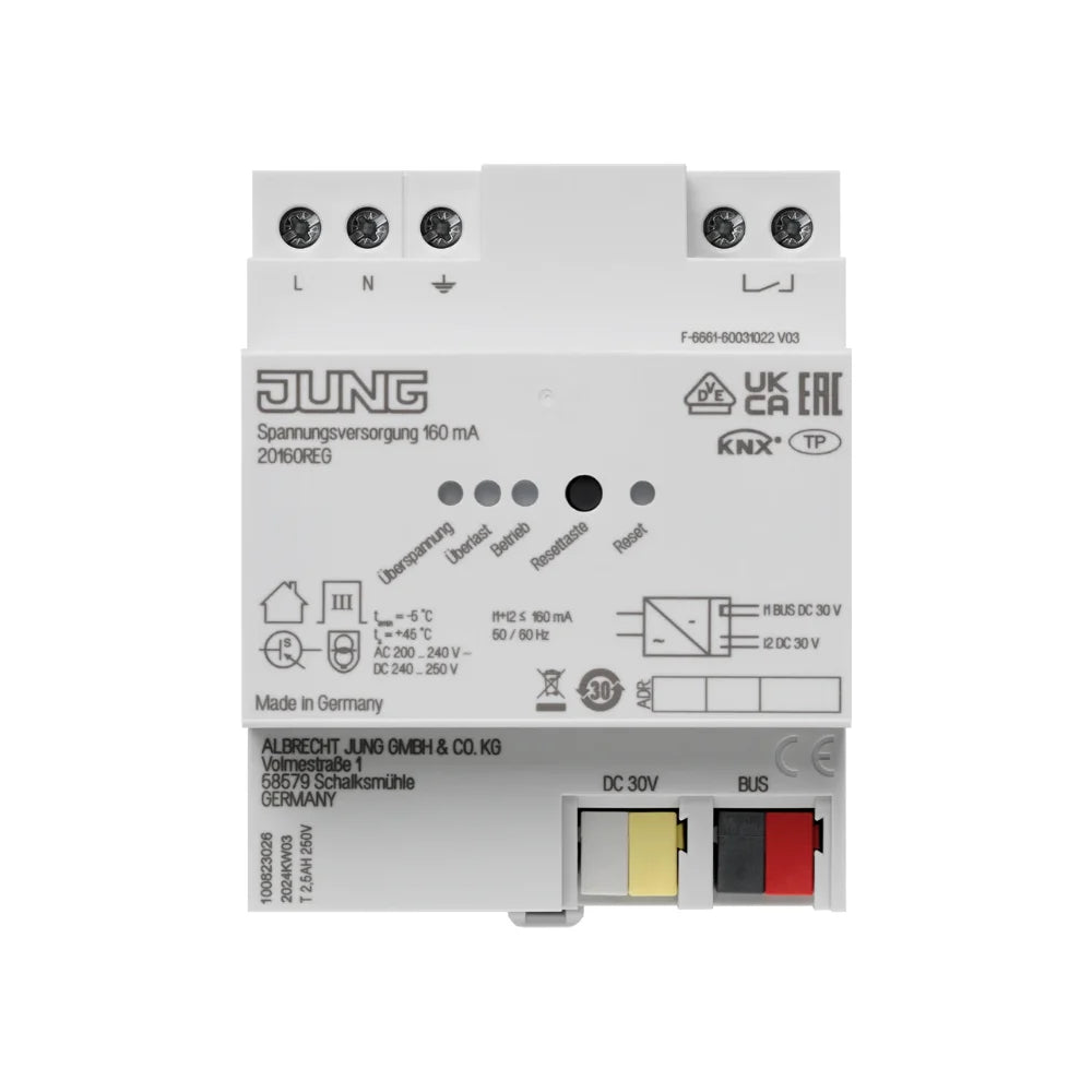 JUNG KNX Spannungsversorgung 160 mA mit Drossel REG 4TE - 20160REG