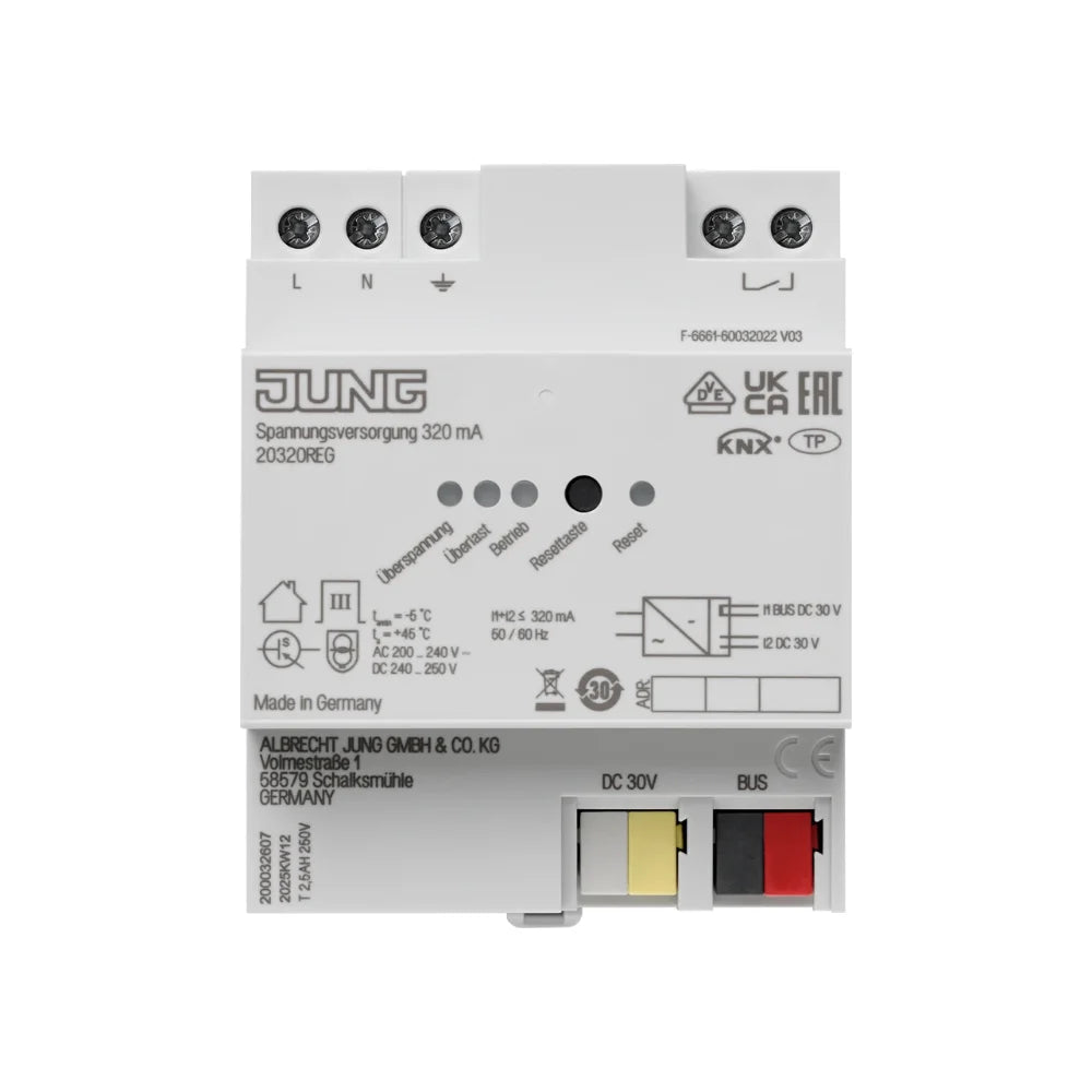 JUNG KNX Spannungsversorgung 320 mA mit Drossel REG 4TE - 20320REG